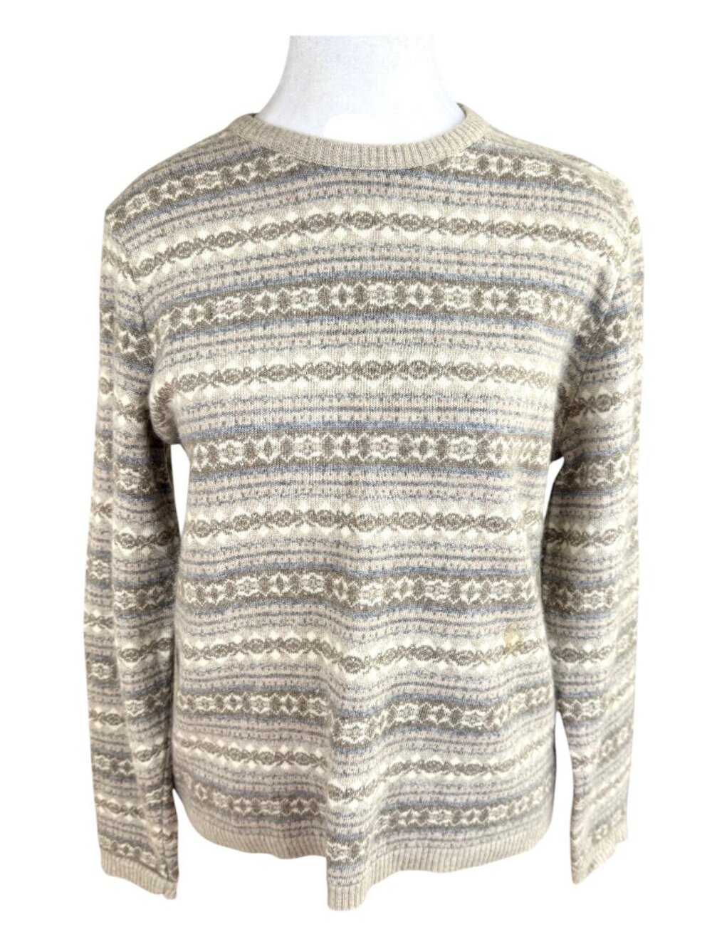 Talbots Italian Wool Angora Fair Isle Sweater Nordic Soft Neutral Classic (S)